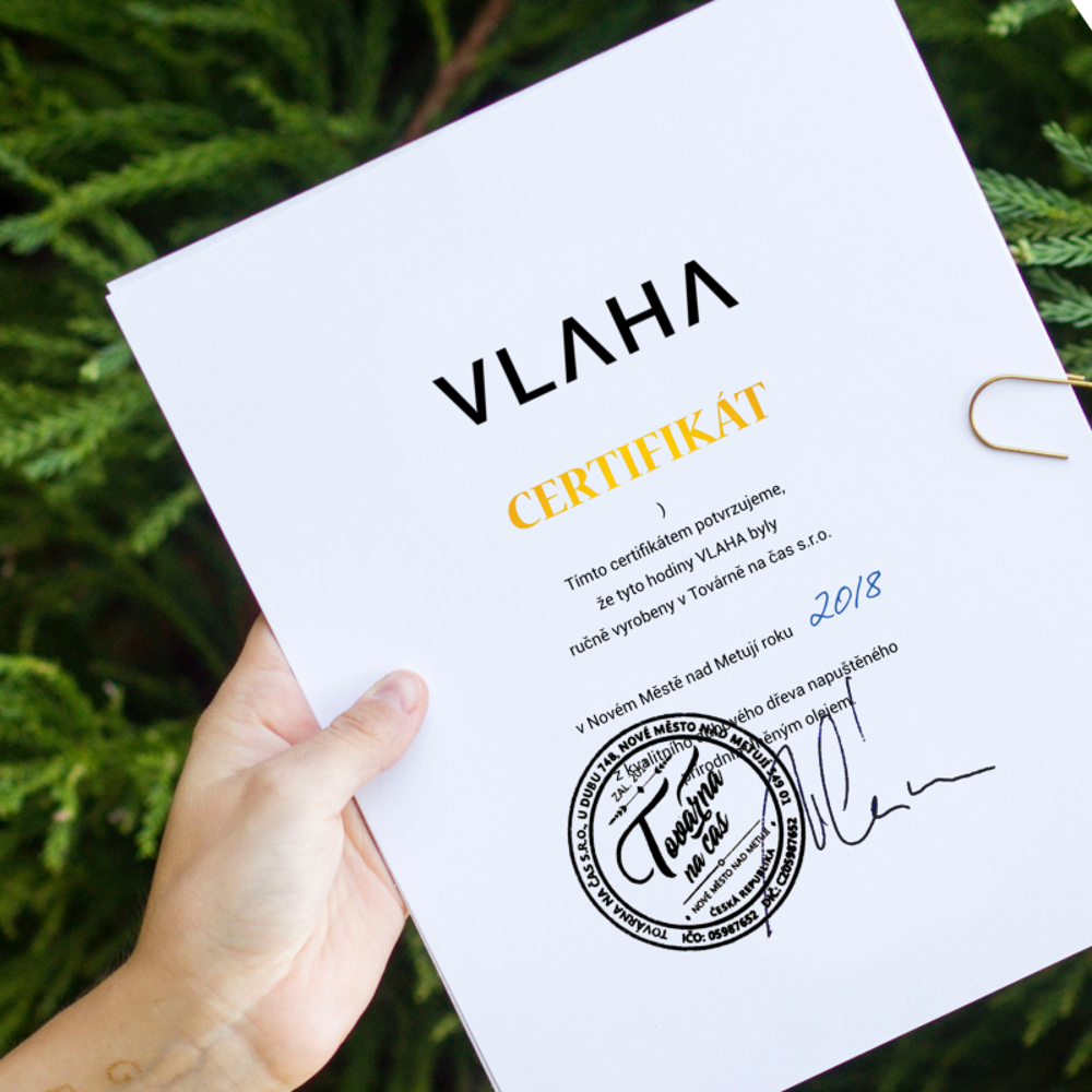 Dubové hodiny VLAHA vyrobené v Čechách VLAHA VCT1014 stříbrné ručky s vůní dub. dřeva
