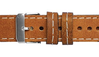 Kvalitní náhradní řemínek na hodinky Mavex H-5 F - světle hnědý, bíle prošívaný 24 mm