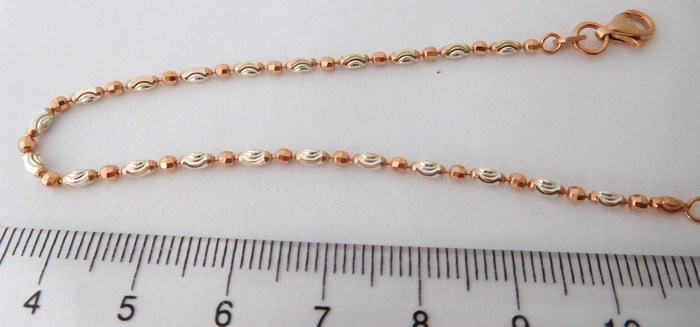 Klenoty Budín Moderní stříbrný náramek na nohu rhodiovaný s růžovým zlacením v délce 24+3 cm 0305272