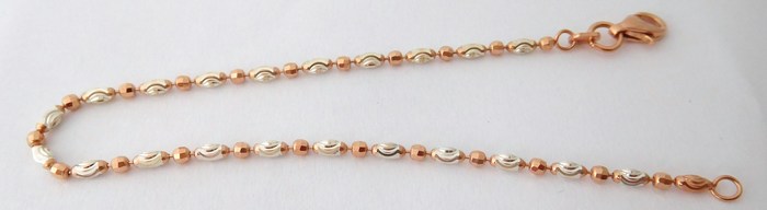 Klenoty Budín Moderní stříbrný náramek na nohu rhodiovaný s růžovým zlacením v délce 24+3 cm 0305272