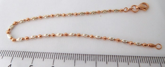 Klenoty Budín Moderní stříbrný náramek na nohu rhodiovaný s růžovým zlacením v délce 24+3 cm 0305272