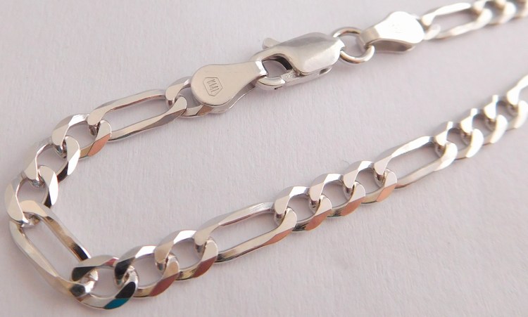 Klenoty Budín Pánský mohutný stříbrný rhodiovaný řetěz (řetízek) 60cm FIGARO šíře3,5mm 925/1000 10,05gr 030239000040