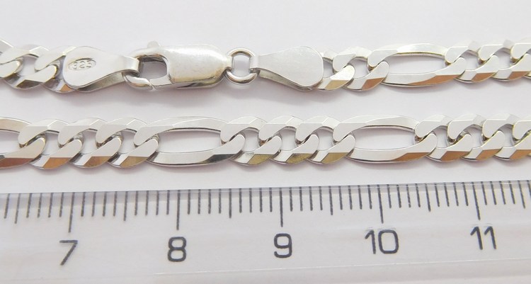 Klenoty Budín Pánský mohutný stříbrný rhodiovaný řetěz (řetízek) 55cm FIGARO šíře 5mm 925/1000 13,81gr 030237900050