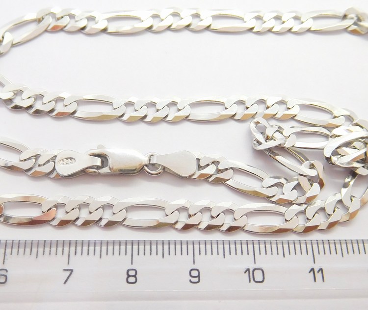 Klenoty Budín Pánský mohutný stříbrný rhodiovaný řetěz (řetízek) 55cm FIGARO šíře 5mm 925/1000 13,81gr 030237900050