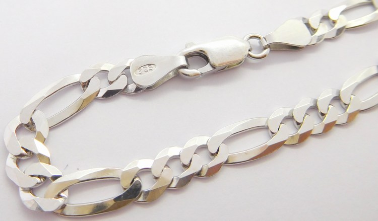 Klenoty Budín Pánský mohutný stříbrný rhodiovaný náramek 20cm FIGARO šíře 5mm 925/1000 5,30gr 0302378