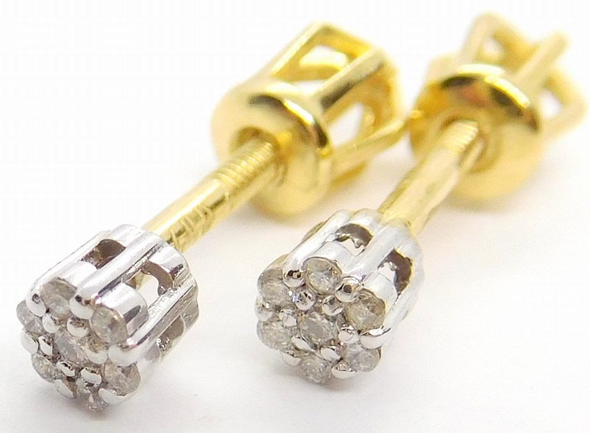Klenoty Budín Diamantové zlaté náušnice pecičky na šroubek 585/1,06gr 14/0,064 ct BO373 HKD64