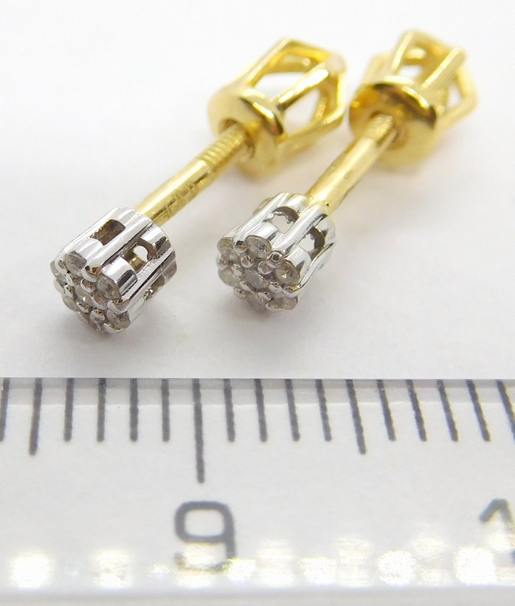 Klenoty Budín Diamantové zlaté náušnice pecičky na šroubek 585/1,06gr 14/0,064 ct BO373 HKD64