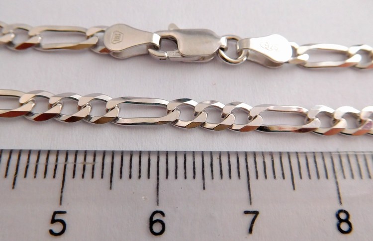 Klenoty Budín Pánský mohutný stříbrný rhodiovaný náramek 21cm FIGARO šíře 3,5mm 925/1000 3,71gr 0302389