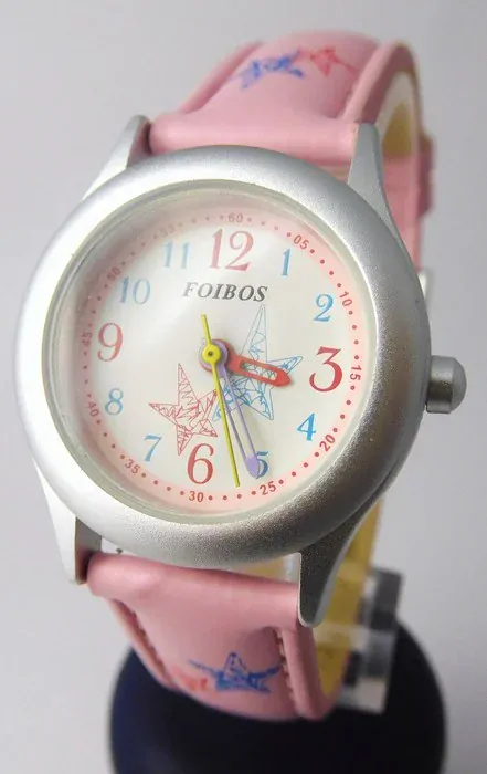 Foibos Růžové dívčí dětské hodinky Foibos CK1567.4 s barevnými motivy
