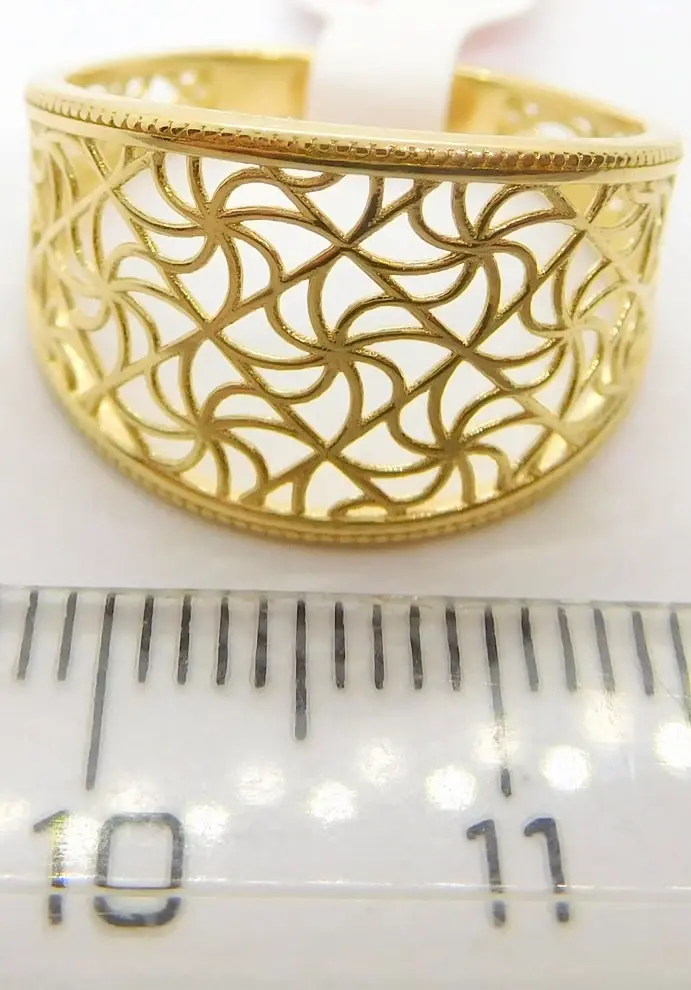 Klenoty Budín Mohutný dámský prsten ze žlutého zlata s gravírováním 585/2,07gr vel. 58 HK1152