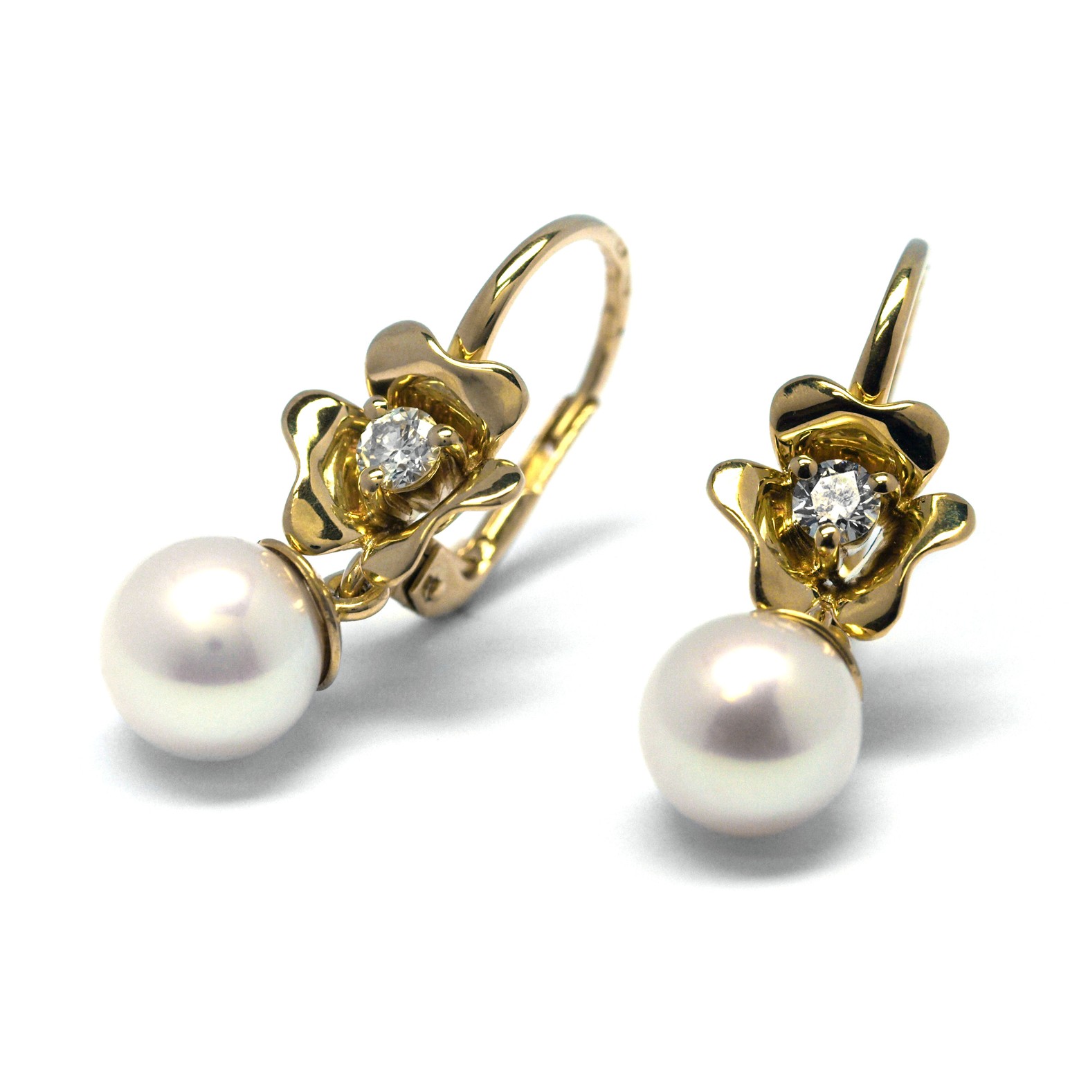 Náušnice s diamanty a perlami J-29970-18