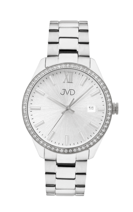 Dámské náramkové designové hodinky JVD JVD JG1011.1 se zirkony na okolo číselníku