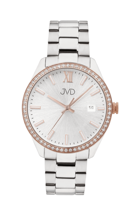 Dámské náramkové designové hodinky JVD JVD JG1011.2 se zirkony na okolo číselníku