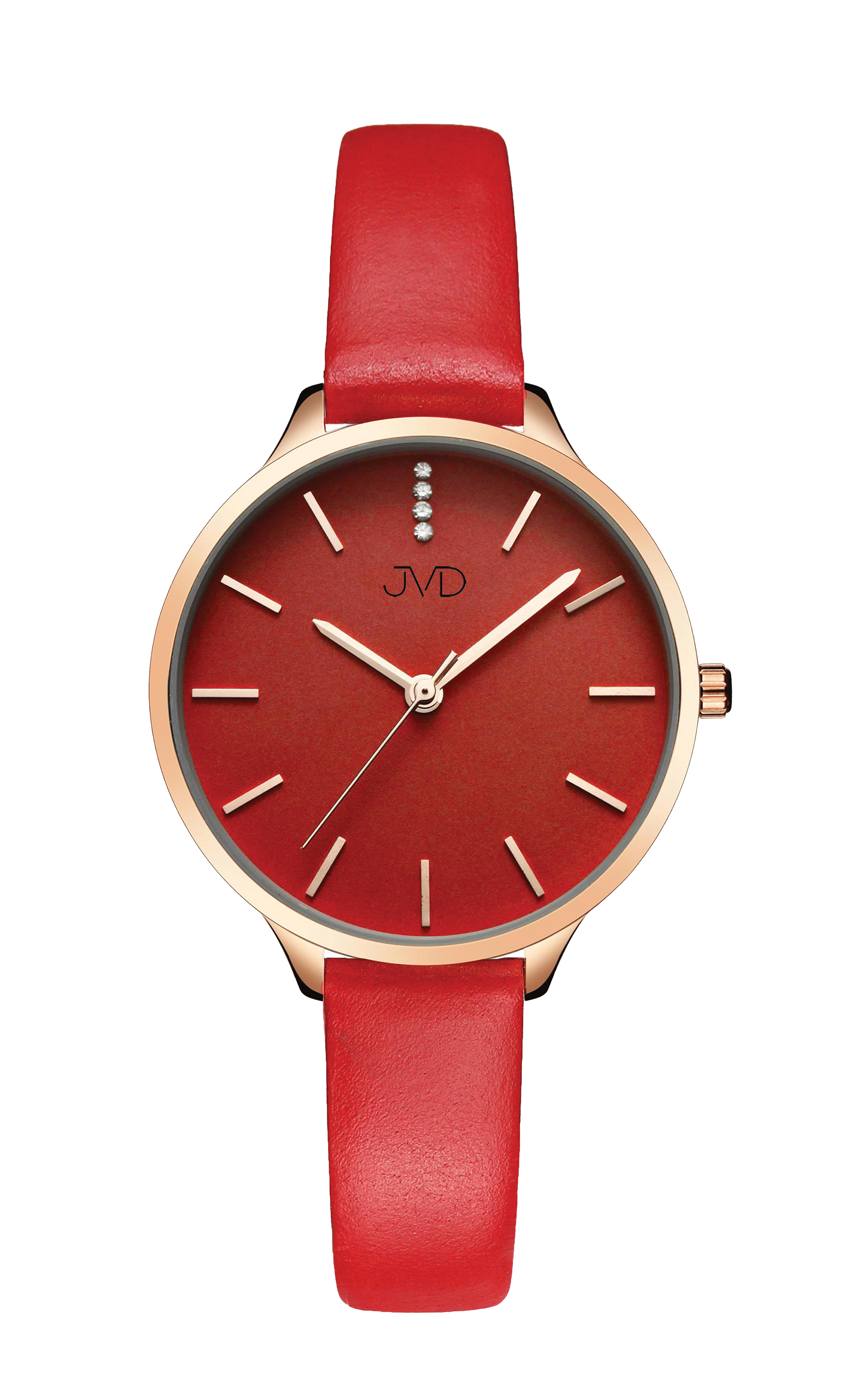 Dámské módní designové hodinky JVD JZ201.8 s řemínkem z pravé kůže