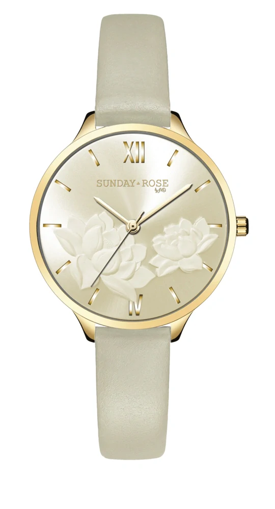 SUNDAY ROSE Dámské luxusní designové hodinky SUNDAY ROSE Fashion Pastel Beige SUN-F16