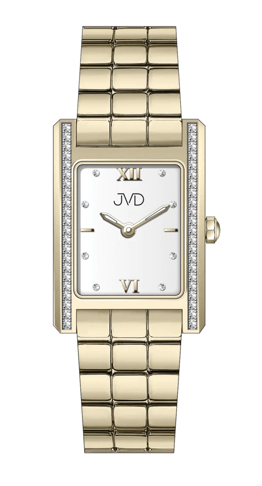 JVD Dámské hranaté zlacené náramkové elegantní šperkové hodinky JVD JG1041.2