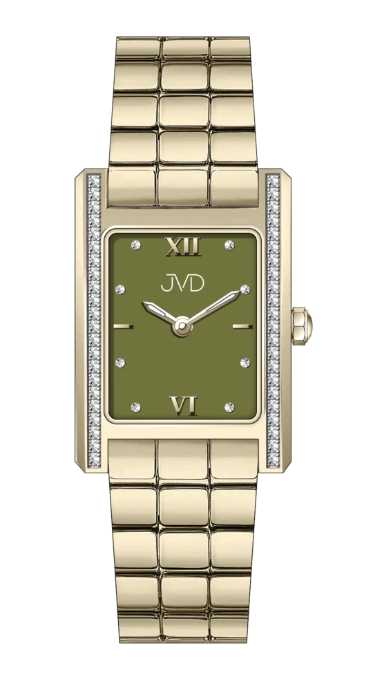 JVD Dámské hranaté zlacené náramkové elegantní šperkové hodinky JVD JG1041.3