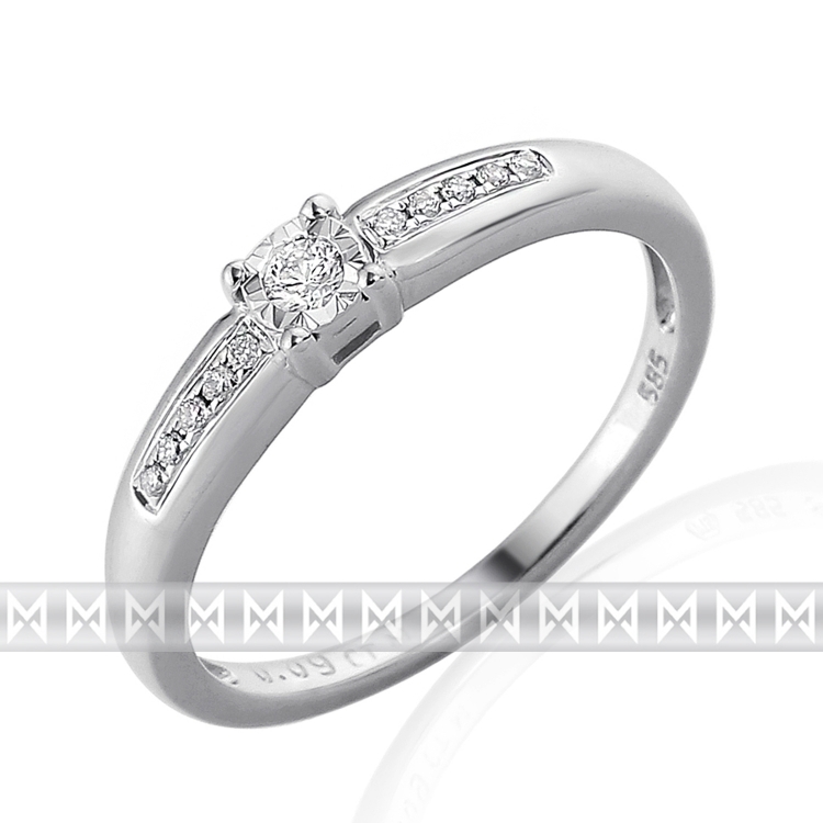 Zásnubní diamantový prsten zdobený diamanty v bílém zlatě PHILA 3861856