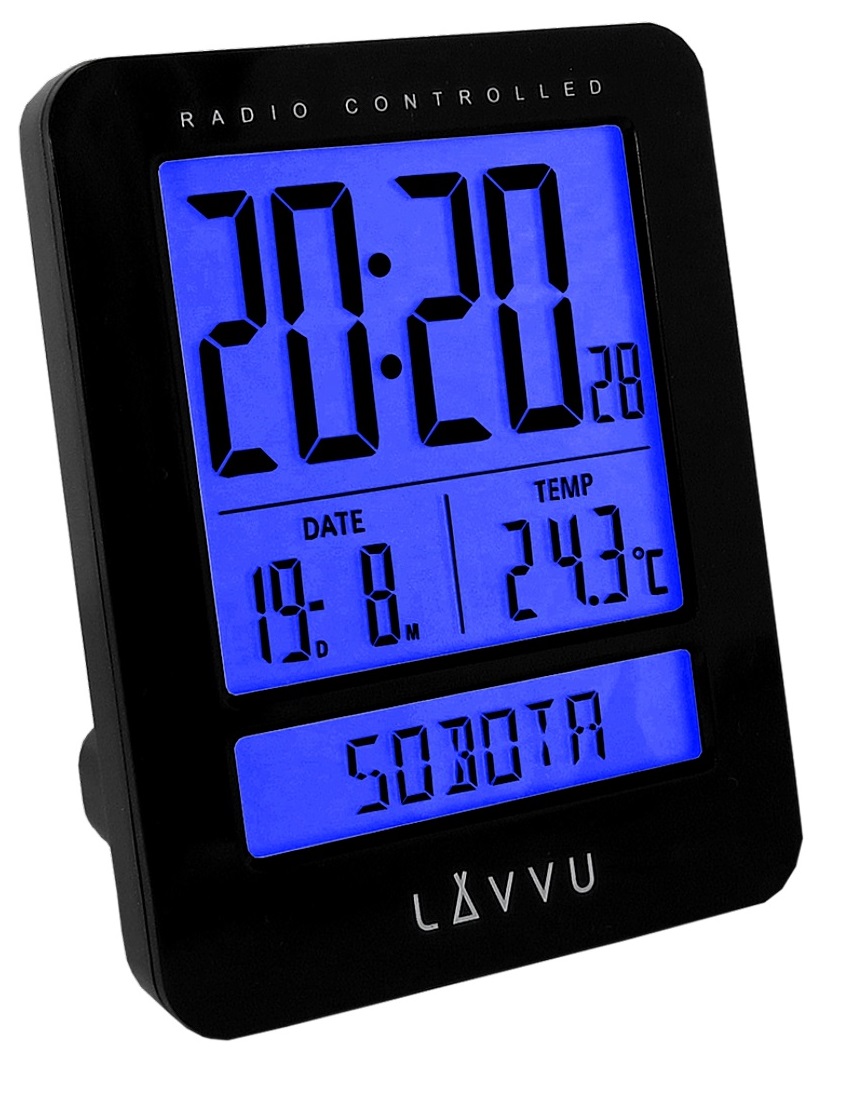 LAVVU Digitální budík řízený rádiovým signálem LAVVU Duo Black LAR0021 
