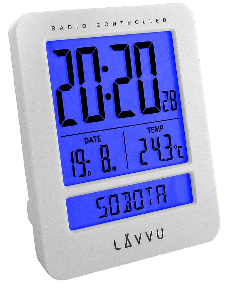 LAVVU Digitální budík řízený rádiovým signálem LAVVU Duo White LAR0020