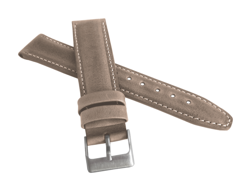 Polstrovaný béžový prošitý řemínek LAVVU CLASSIC z luxusní kůže Top Grain - 22mm LSKUF22