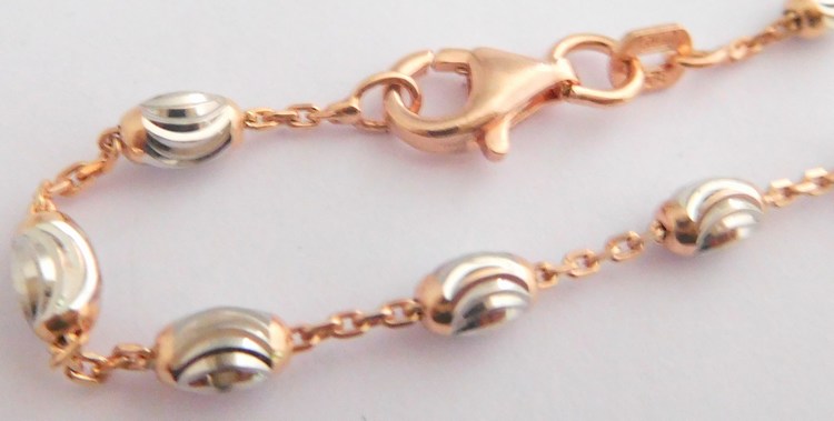 Klenoty Budín Stříbrný náramek rhodiovaný s růžovým zlacením 18 cm 925/1000 2,40gr 030696600014