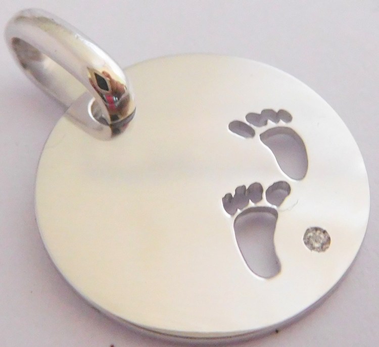 Klenoty Budín Diamantový zlatý přívěsek s diamantem otisky nožiček 0,008ct 585/2,60gr 34197