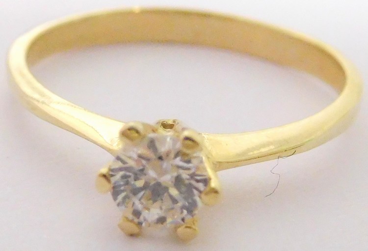 Klenoty Budín Zásnubní zlatý prsten s centrálním zirkonem 585/1,72gr vel. 56 HK1061