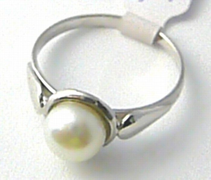 Klenoty Budín Dámský mohutný velký zlatý prsten s velkou bílou perlou 585/1,6 gr vel. 55 S115