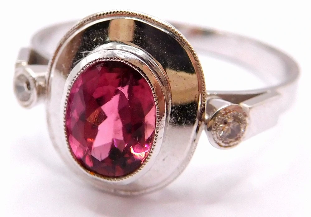 Klenoty Budín Diamantový prsten z bílého zlata s TURMALÍNEM (1,067ct) a přírodními DIAMANTY J-18630 SKLADEM