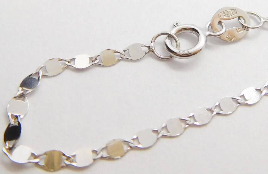 Klenoty Budín Dámský zlatý řetízek z bílého zlata ZRCÁTKA 585/1,37gr 50cm HK6287