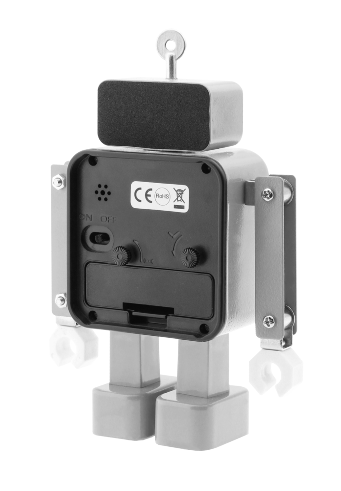 Tichý šedý netikající dětský budík JVD ROBOT SRP2305.2