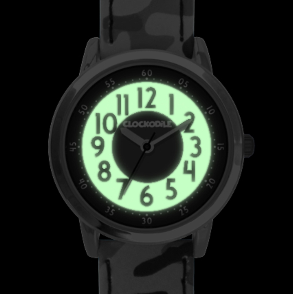 CLOCKODILE Svítící náramkové zelené chlapecké dětské hodinky ARMY s maskáčovým vzorem CWB0031
