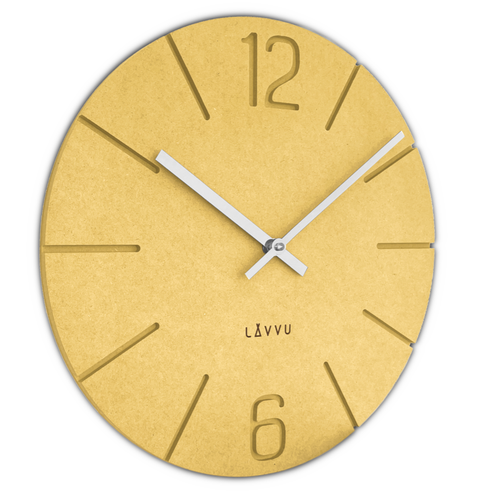 LAVVU Žluté design hodiny Natur vyrobené v Čechách ⌀34cm LCT5026