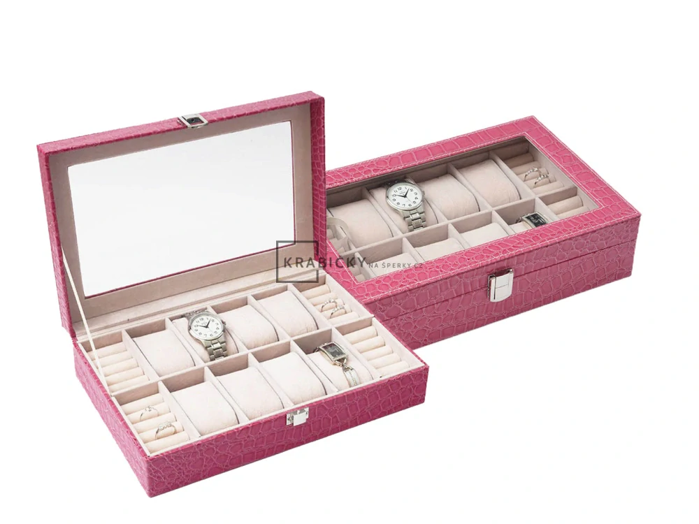 Klenoty Budín Luxusní růžová šperkovnice JKBOX SP-938/A5
