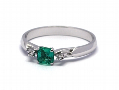 Luxusní zásnubní diamantový prsten se smaragdem 585/2,02 gr J-21376-12