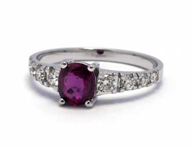 Luxusní zásnubní diamantový prsten s rubínem 585/2,17 gr J-21386-12