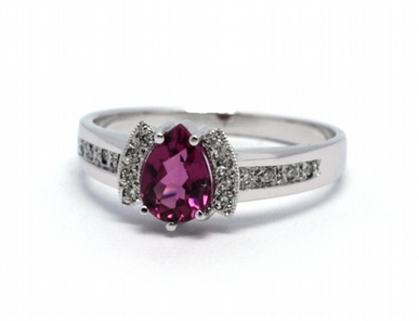 Luxusní zásnubní diamantový prsten s turmalínem 585/2,98 gr J-21426-12