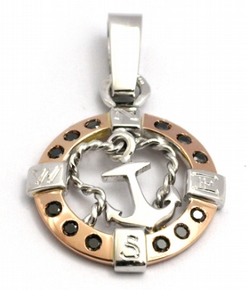 Diamantový přívěsek s černými diamanty kotva 585/2,10 gr J-21547-12