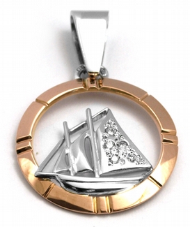 Diamantový zlatý přívěsek s diamanty plachetnice 585/2,17 gr J-21610-12