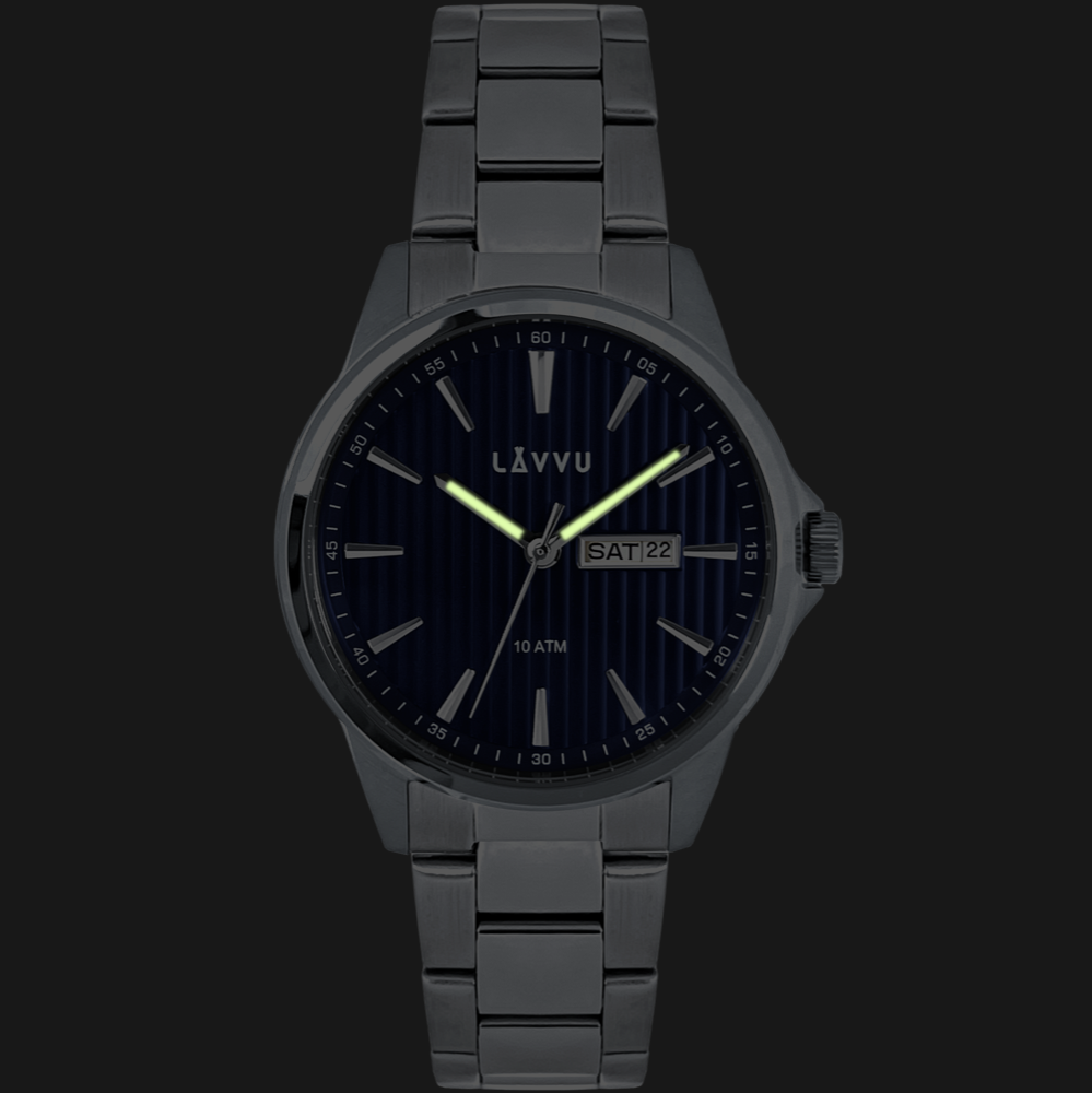 LAVVU Stylové náramkové pánské hodinky TRONES Deep Blue 100M LWM0270