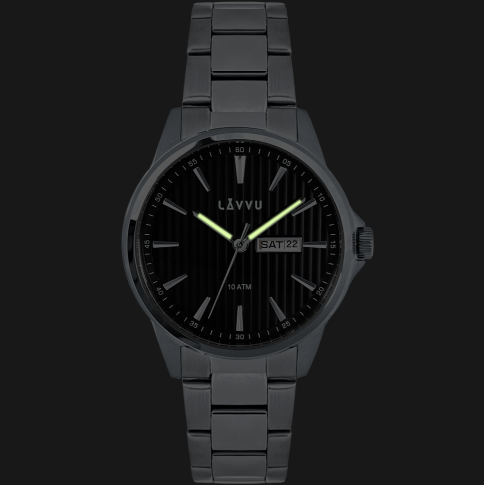 LAVVU Náramkové stylové pánské hodinky TRONES Black 100M LWM0271