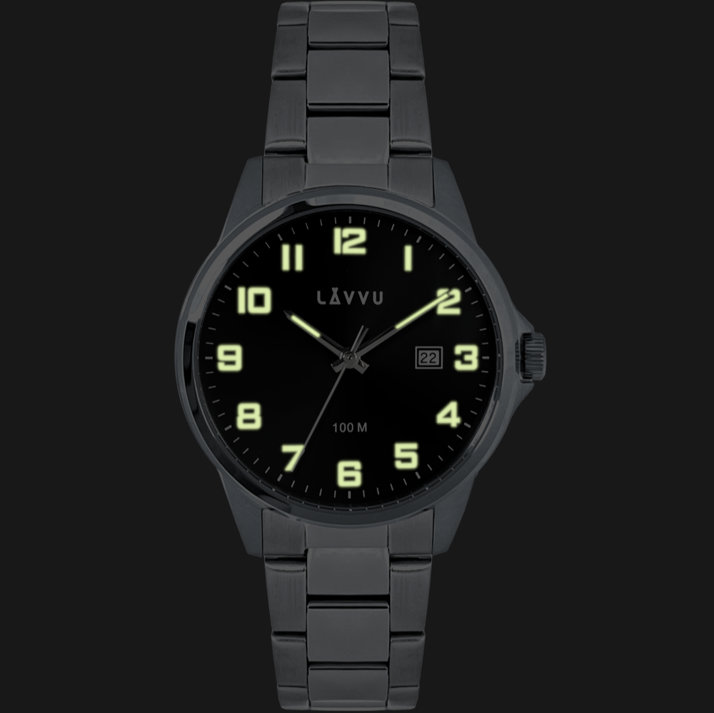 LAVVU Stylové náramkové pánské hodinky HAMRE Black 100M LWM0281