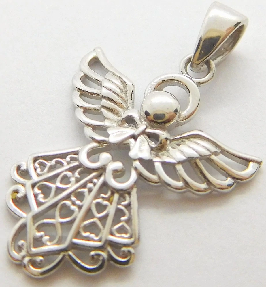 Klenoty Budín Velký dámský zlatý přívěsek andílek z bílého zlata 585/1,07gr 01544