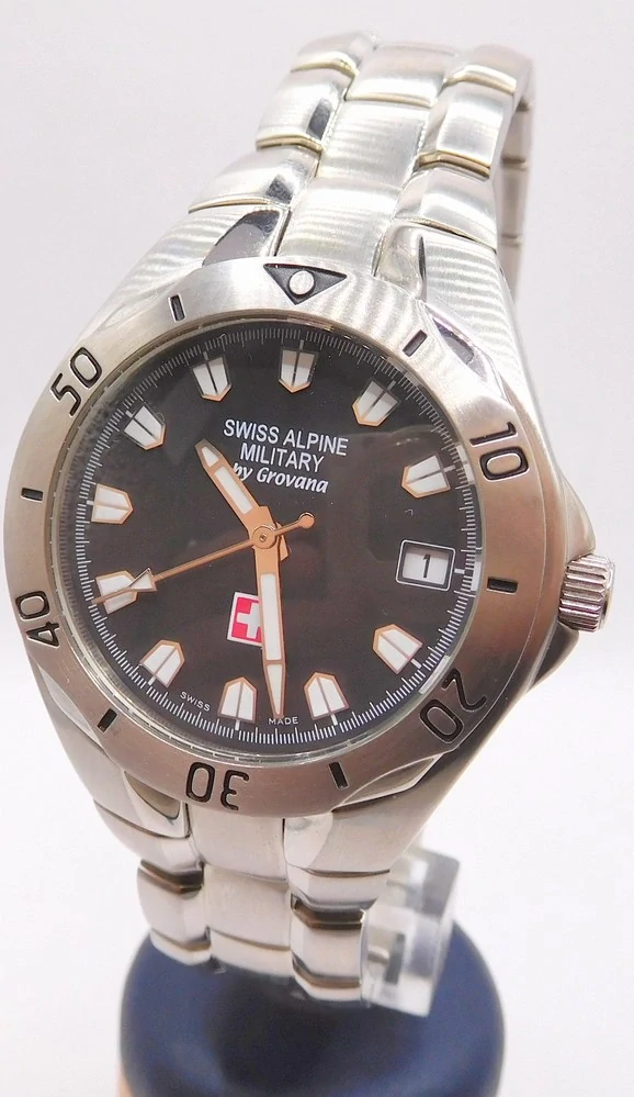 GROVANA Luxusní pánské švýcarské ocelové hodinky Swiss Alipne Millitary by Grovana 1501.1137