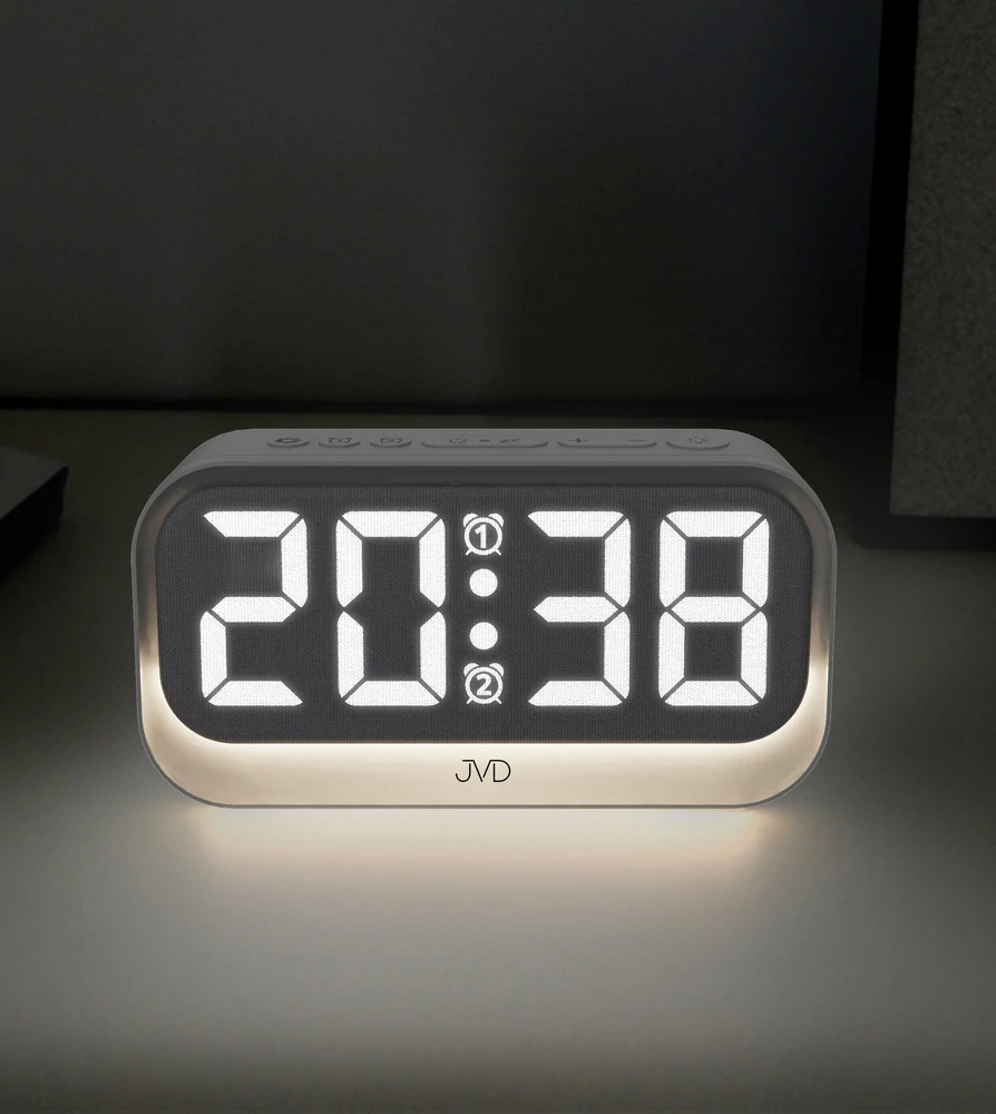 JVD Digitální budík do sítě s LED podsvícením a nočním světlem JVD SB3225