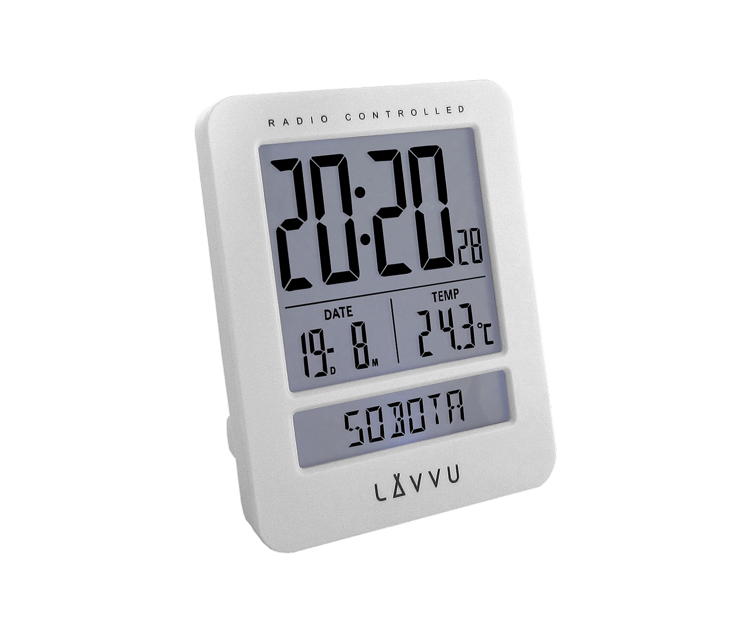 LAVVU Digitální budík řízený rádiovým signálem LAVVU Duo White LAR0020