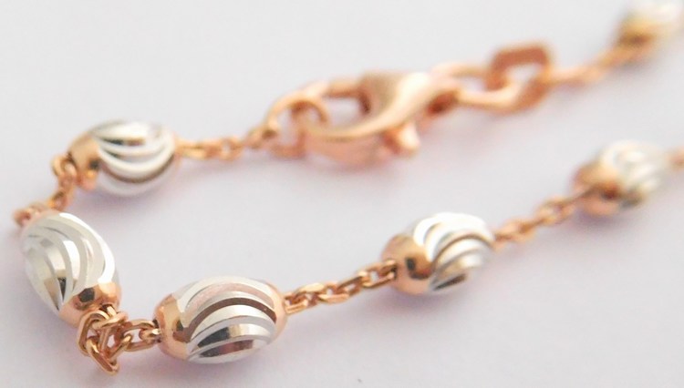 Klenoty Budín Stříbrný náramek rhodiovaný s růžovým zlacením 18 cm 925/1000 2,40gr 030696600014