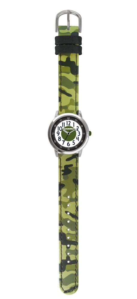 CLOCKODILE Svítící náramkové zelené chlapecké dětské hodinky ARMY s maskáčovým vzorem CWB0031