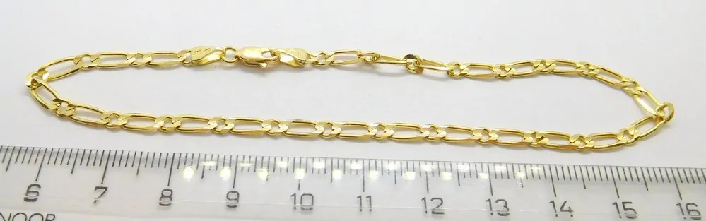 Klenoty Budín Mohutný plný prodloužený pánský zlatý náramek FIGARO 585/3,90gr 23,50cm HK7067